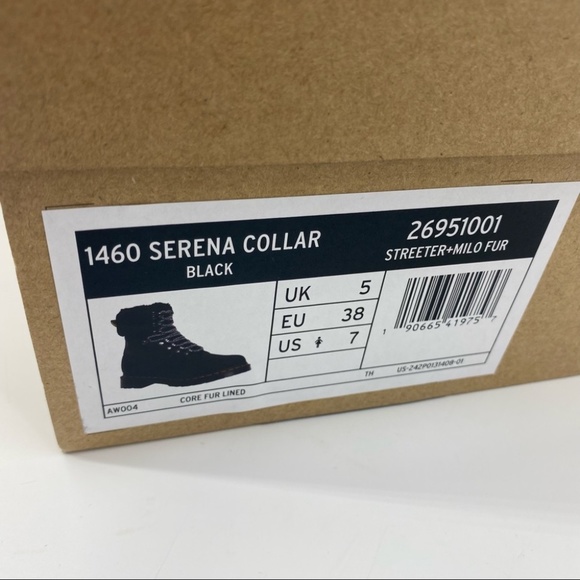 Dr. Martens 1460 SERENA COLLAR FAUX FUR LINED LACE UP BOOTS in BLACK Size 7 - Picture 4 of 15